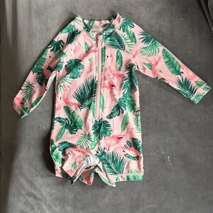 Old Navy Pink and Green Kids Swim One Piece
